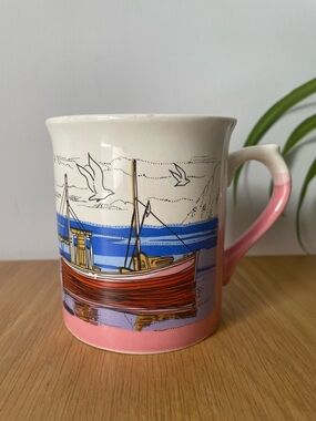 Vintage Otagiri Style Coastal Boat Seagull Ceramic Mug